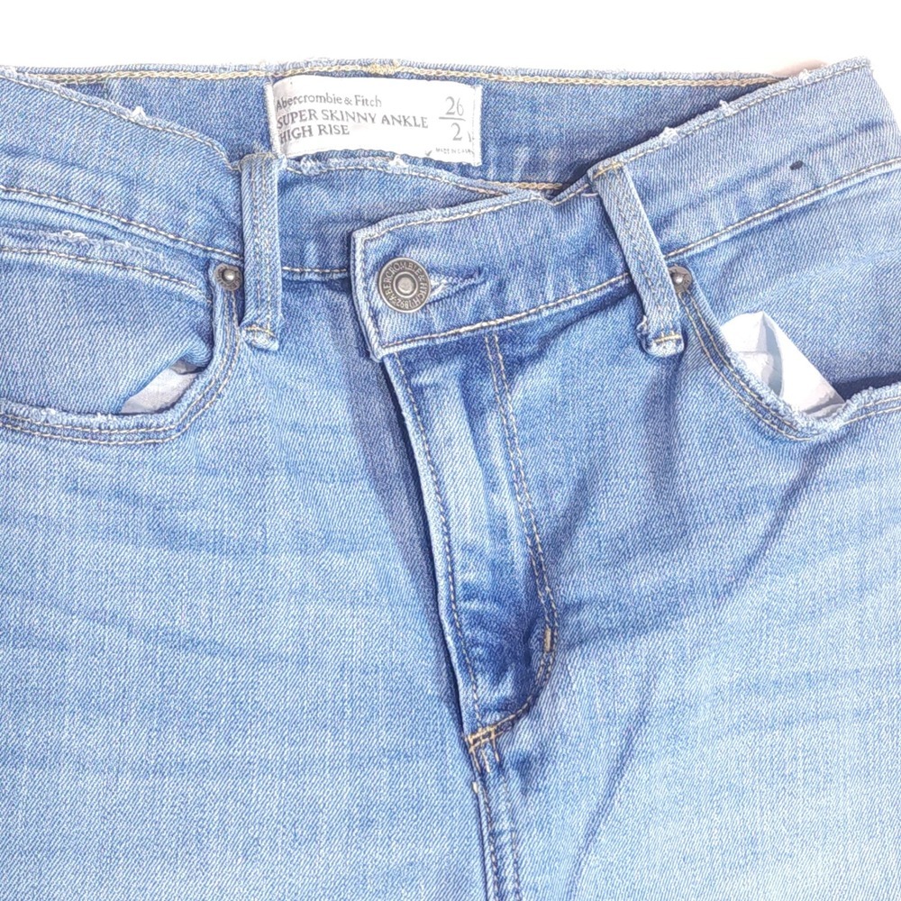 Abercrombie & Fitch High Rise Super Skinny Ankle Jeans 26/2 Distressed Stretch - Picture 7 of 14